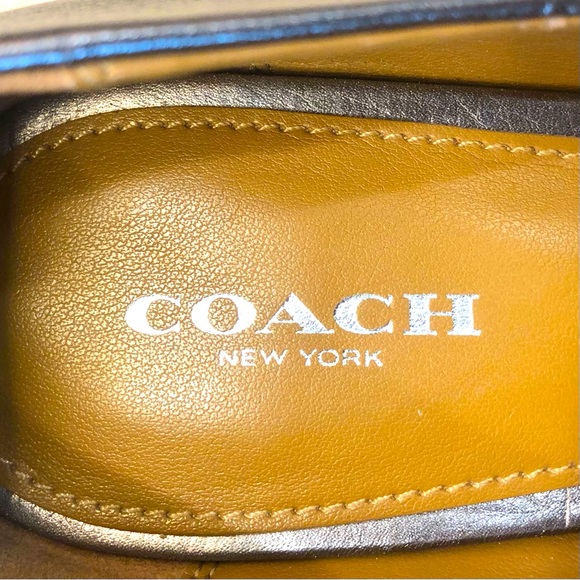 Coach Metallic Gunmetal Leather Platform Pump with Silver Coach Logo Buckle - Picture 6 of 11